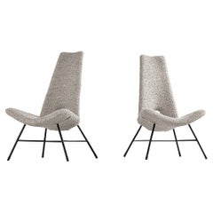 Sculptural Italian Lounge Chairs in Bouclé Fabric 1950