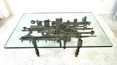 Sculptural Italian Metal Coffee Table Azzurrini Tonino 1978