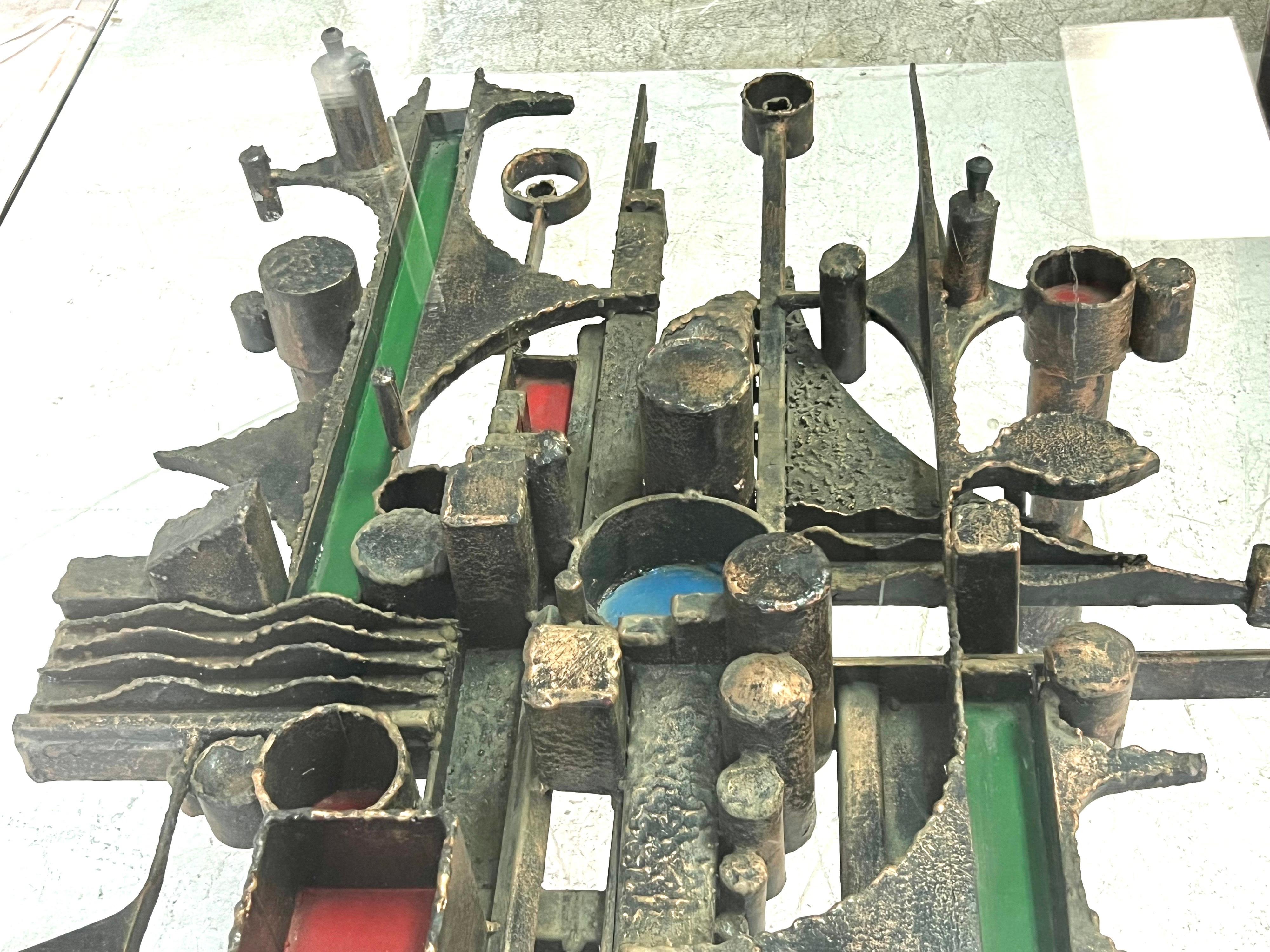 Mesa de centro escultórica de metal italiano Azzurrini Tonino 1978 en venta 1