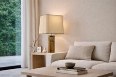 Sculptural Italian Mid-Century Modern Brass Table Lamp with Architectural Form