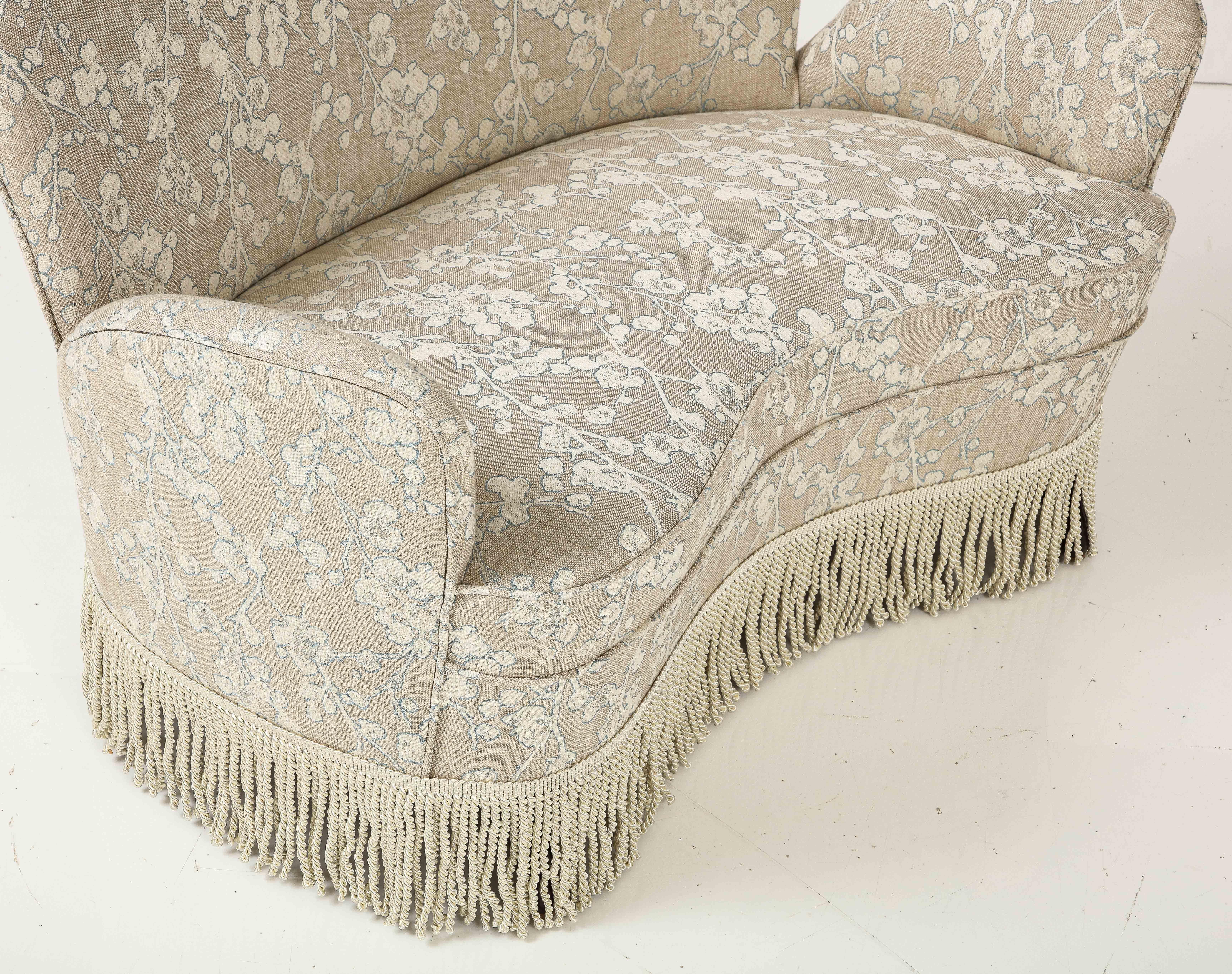 Upholstery Sculptural Italian Midcentury Upholstered Loveseat / Chair by Fede Cheti  For Sale