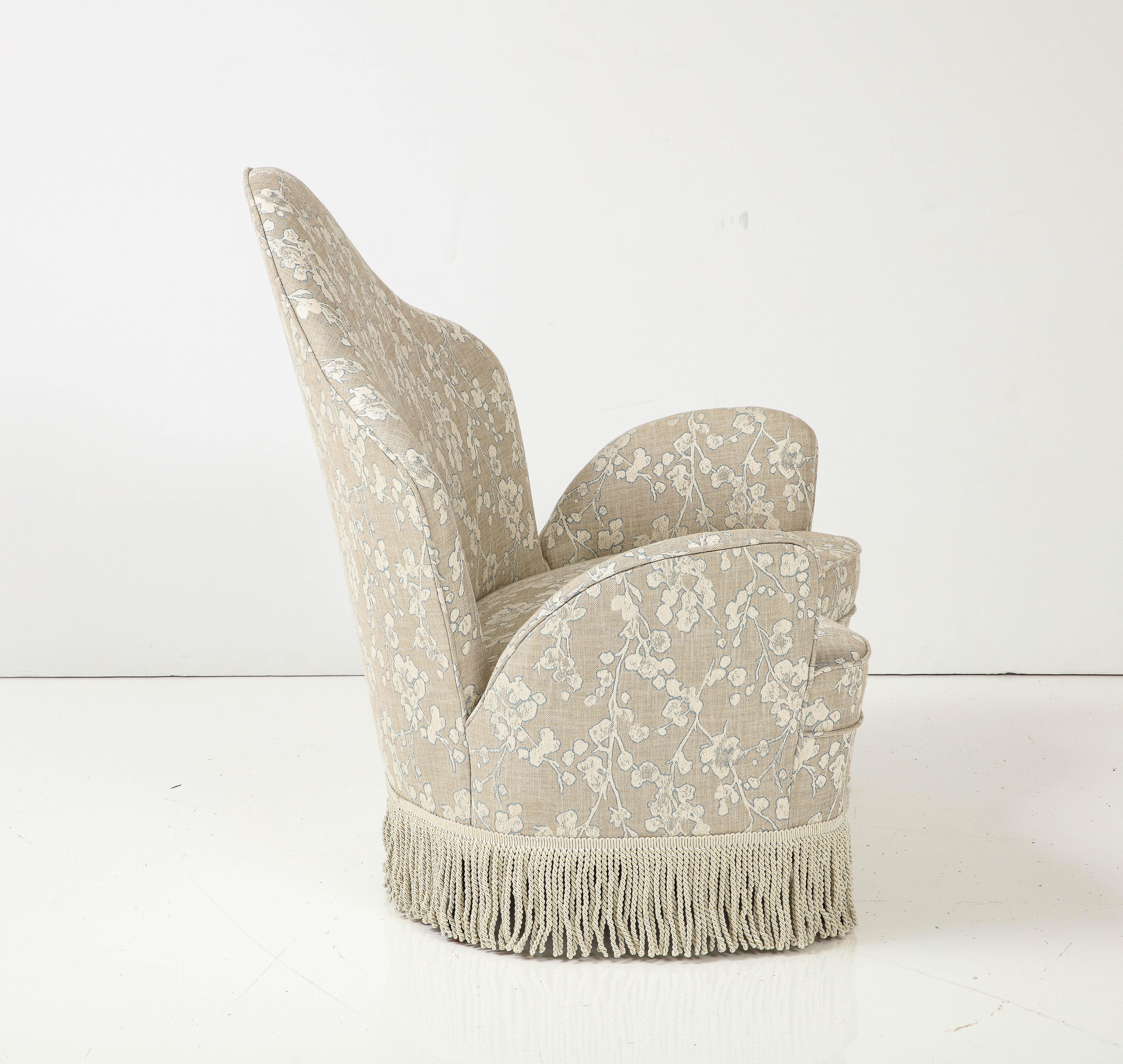Skulpturaler italienischer gepolsterter Loveseat/Stuhl aus der Mitte des Jahrhunderts von Fede Cheti  im Angebot 1