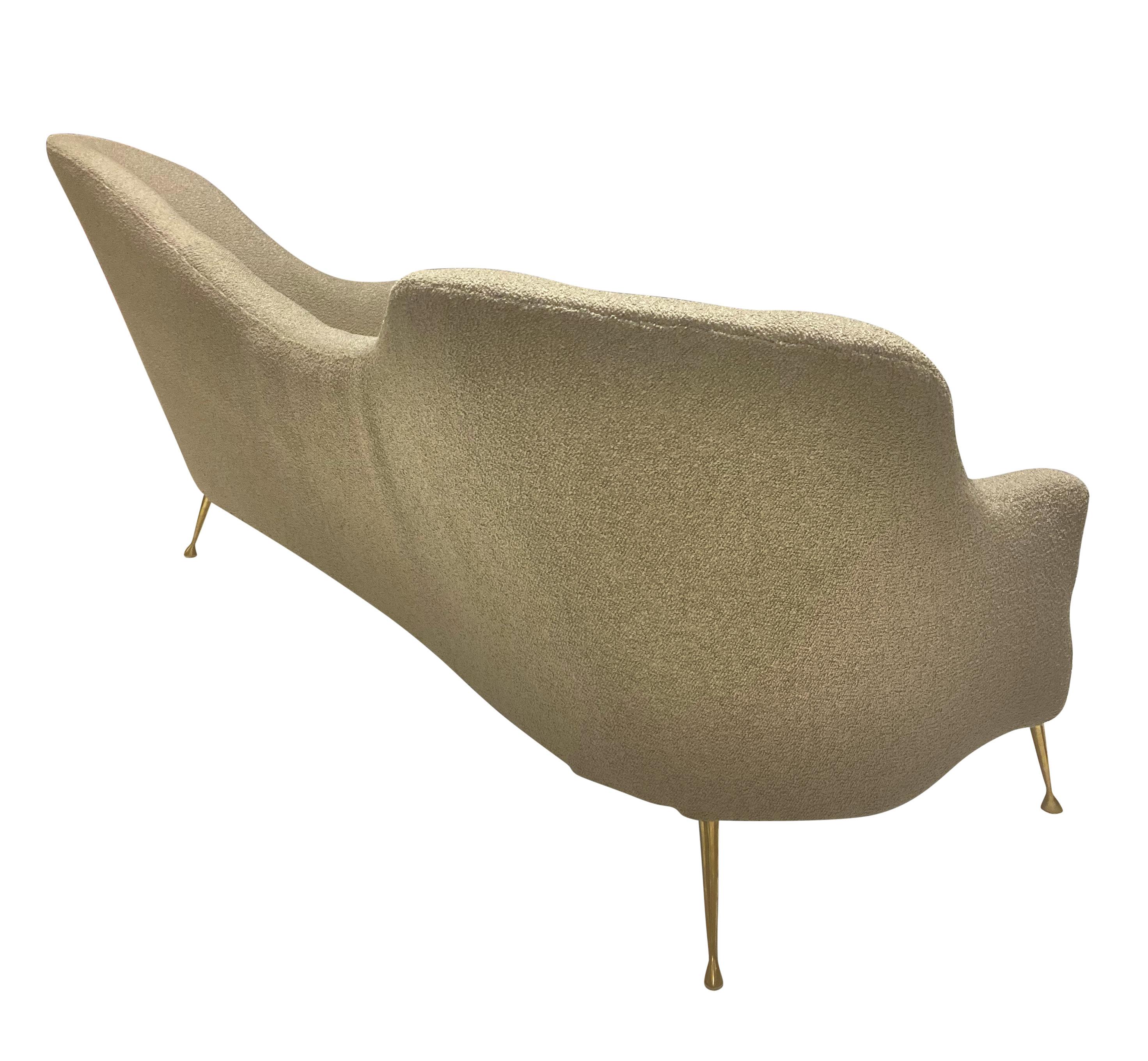 Brass Sculptural Italian Midcentury Sofa For Sale