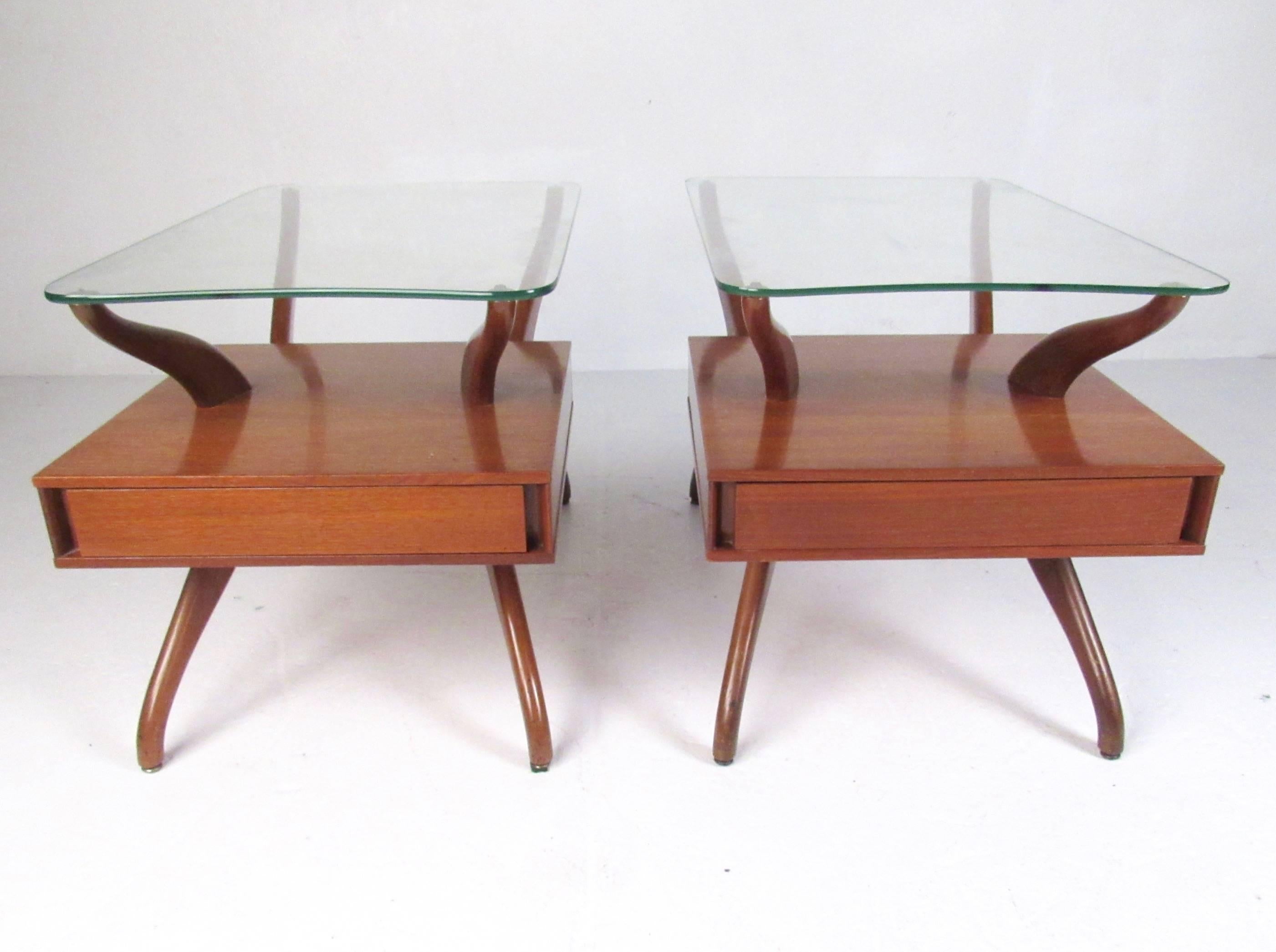 Mid-Century Modern Sculptural Italian Modern Side Tables after Ico Parisi For Sale