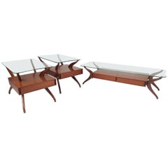 Sculptural Italian Modern Coffee Table Set after Ico Parisi
