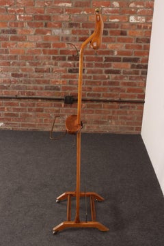 Sculptural Italian Modernist Beech and Brass Valet by Fratelli Reguitti