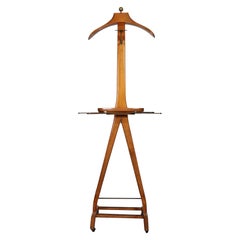 Sculptural Italian Modernist Beech and Brass Valet by Fratelli Reguitti