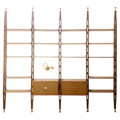 Sculptural Italian Modular Bookcase in solid Teak and Formica, 1960s