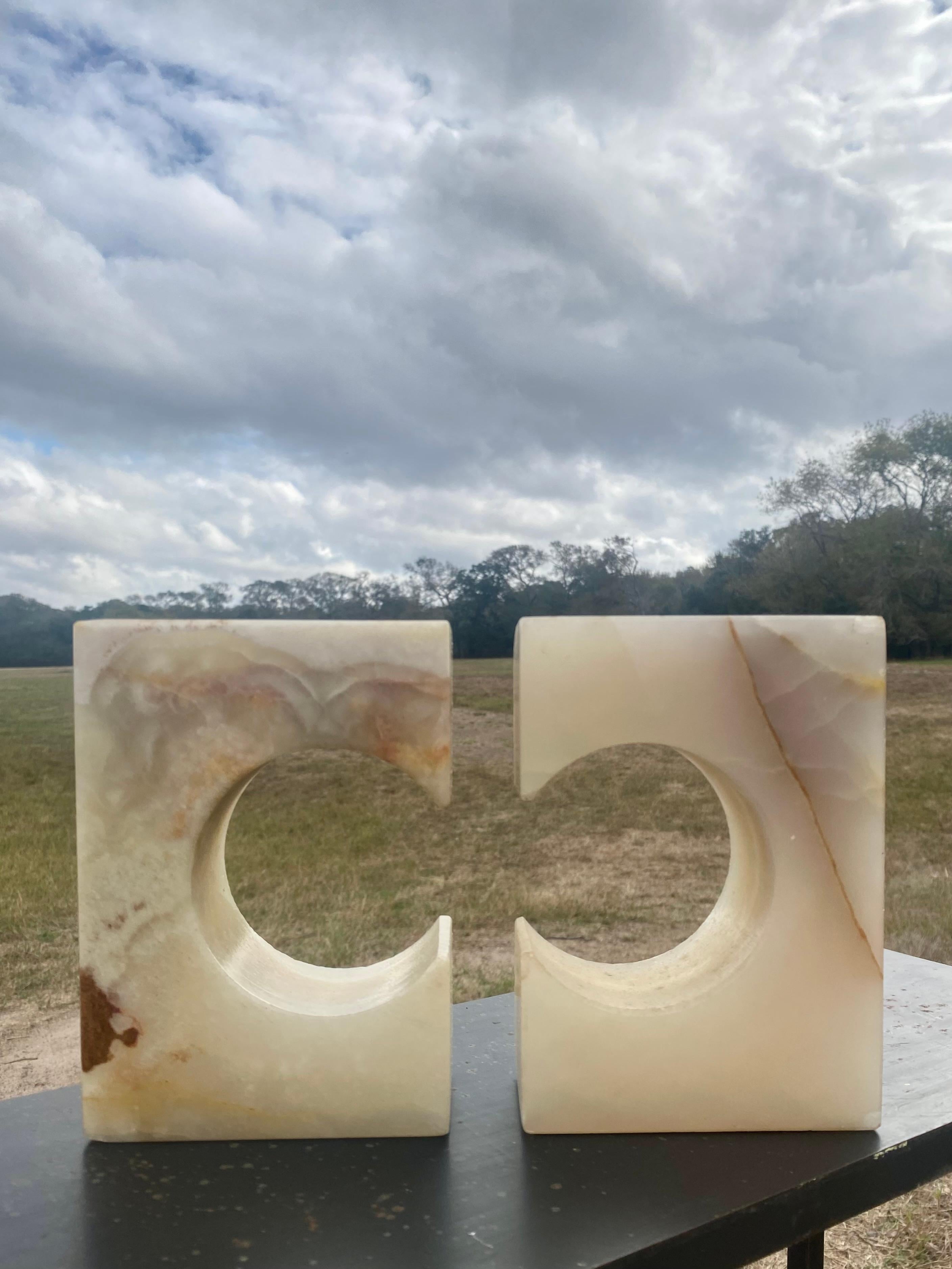 20th Century Sculptural Italian Onyx Bookends