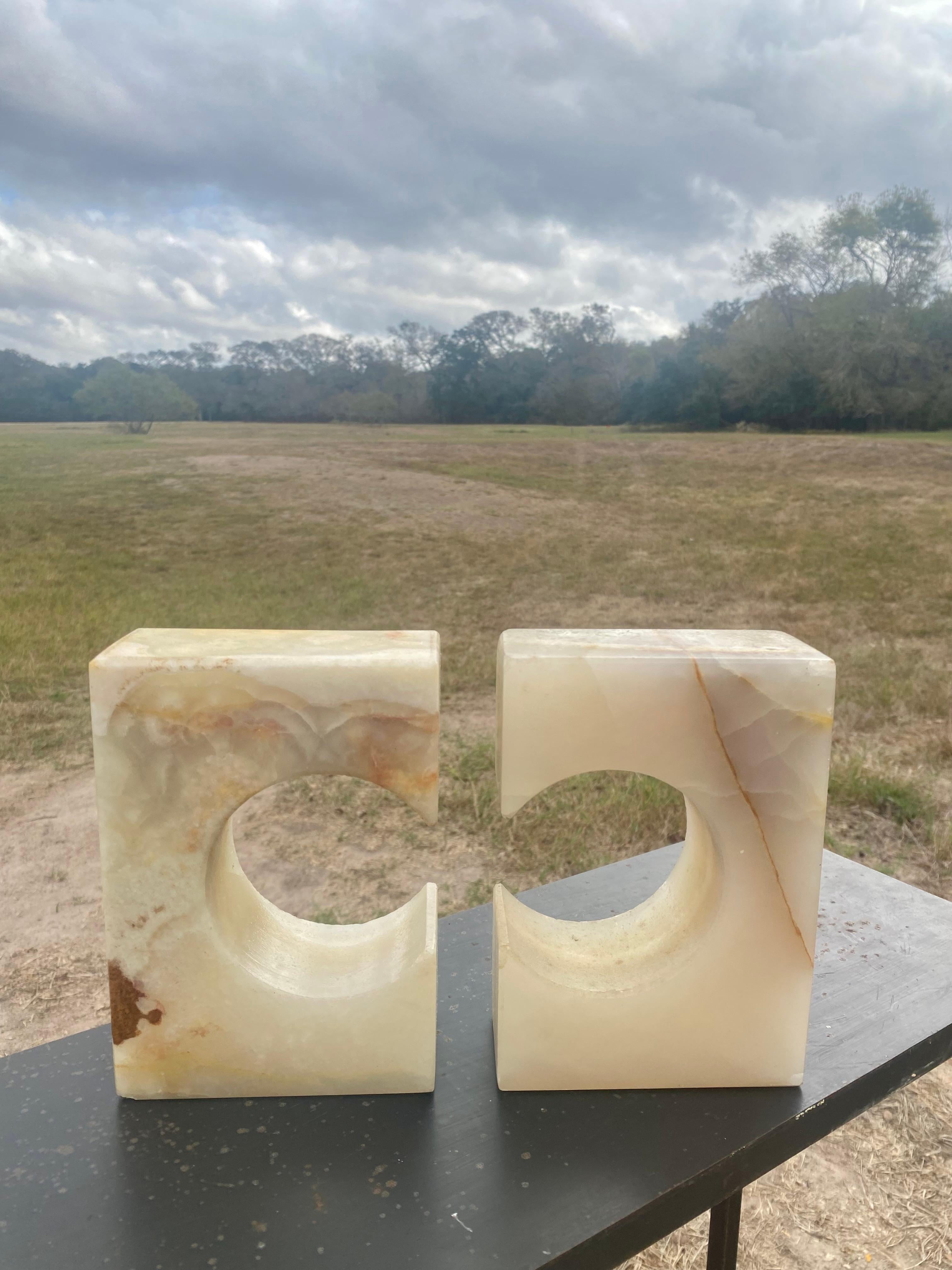 Sculptural Italian Onyx Bookends 1
