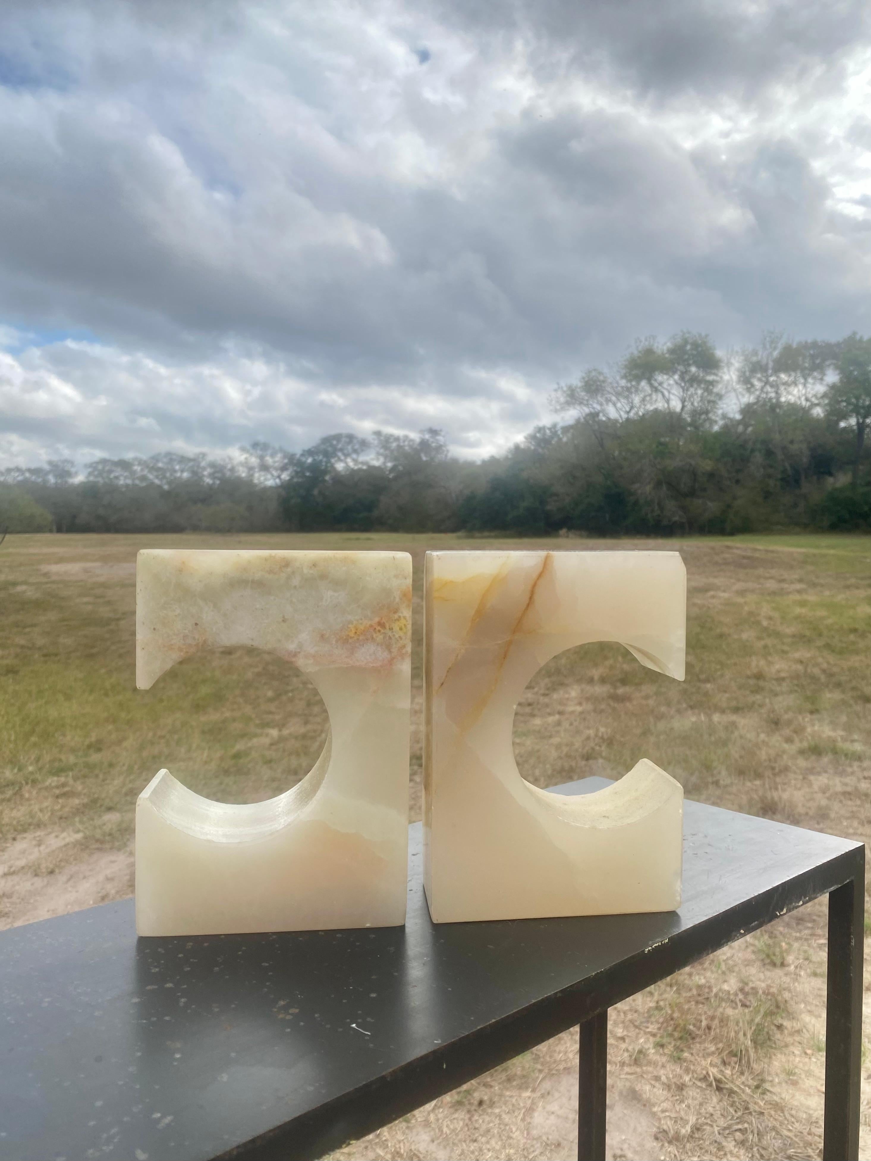Sculptural Italian Onyx Bookends 2