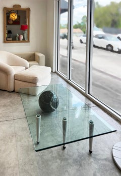 Sculptural  Italian Postmodern Marble, Glass Cocktail Table