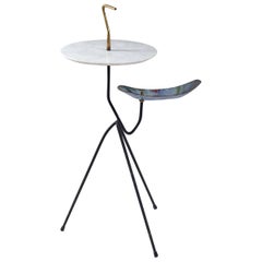 Sculptural Italian Side Table, 1950s, Marble, Brass and Enameled Copper