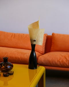 Sculptural Italian Table Lamp with Parchment Shade, 1980s – Handcrafted Organic