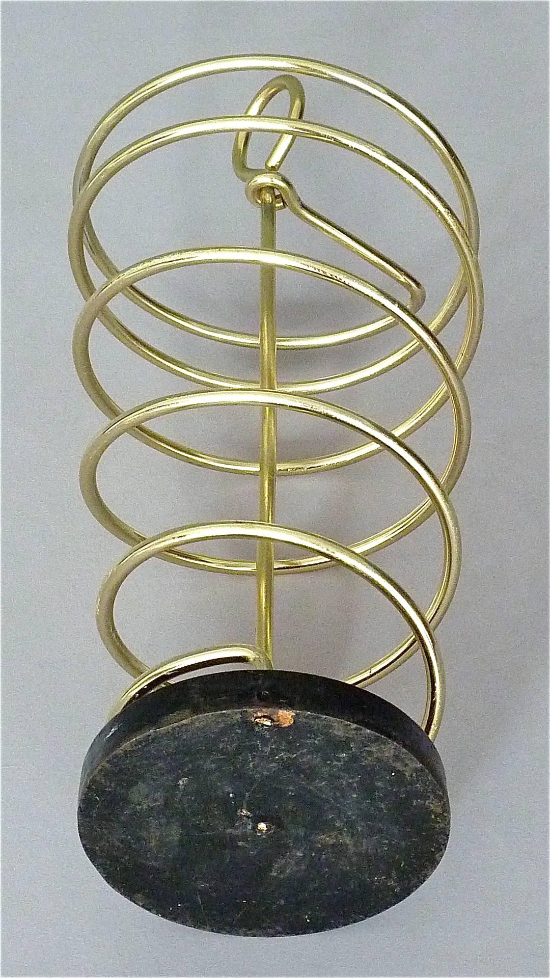 Sculptural Italian Umbrella Stand Golden Anodized Aluminum Spiral Iron, 1950s 6