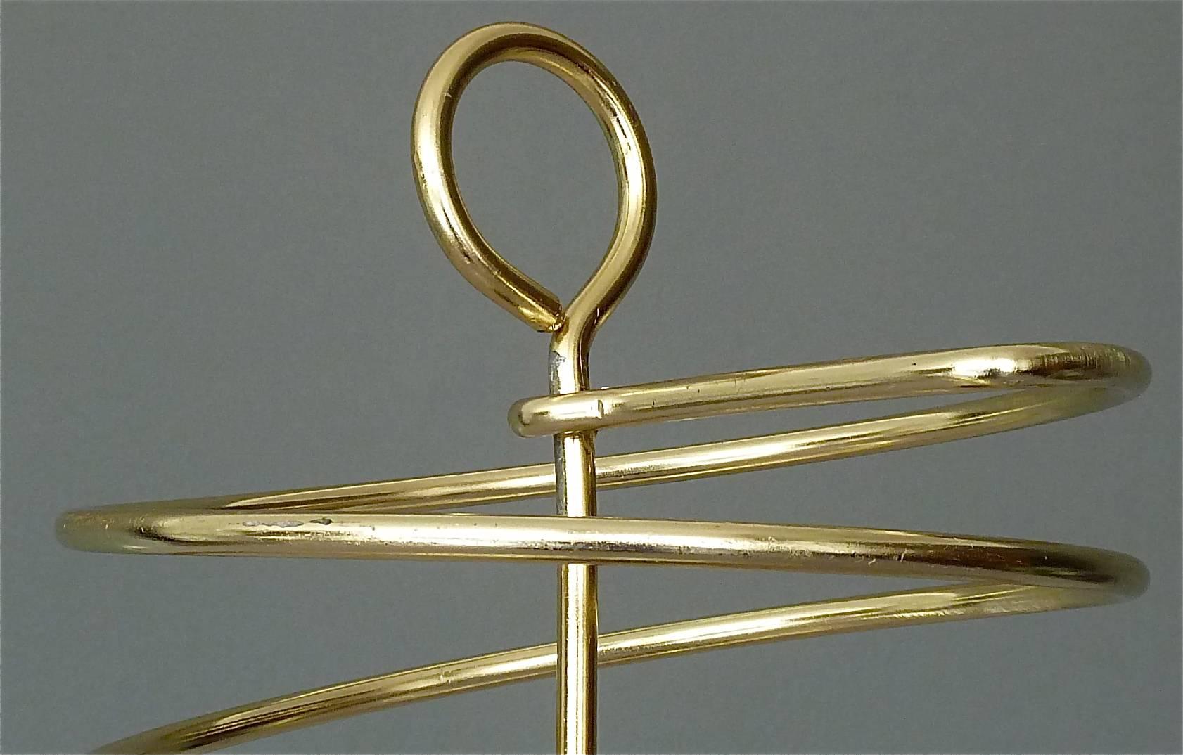 Sculptural Italian Umbrella Stand Golden Anodized Aluminum Spiral Iron, 1950s In Good Condition In Nierstein am Rhein, DE