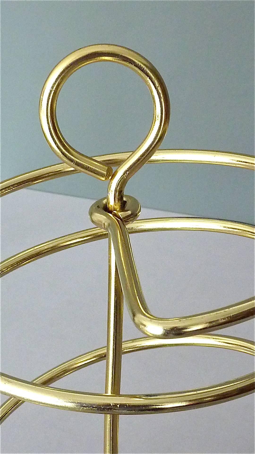 Sculptural Italian Umbrella Stand Golden Anodized Aluminum Spiral Iron, 1950s 3