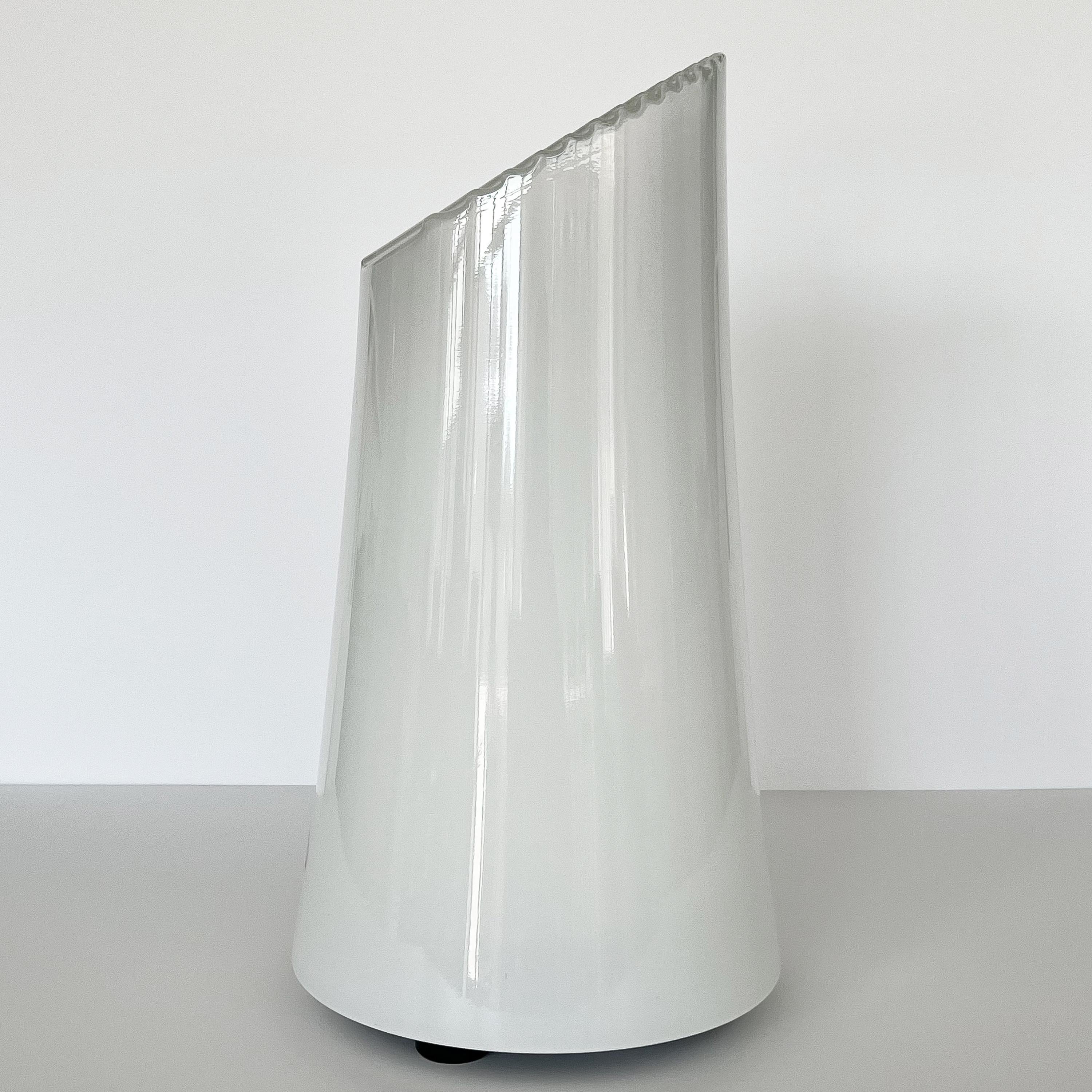  Sculptural Italian White Cased Glass Table Lamp by ITRE 1