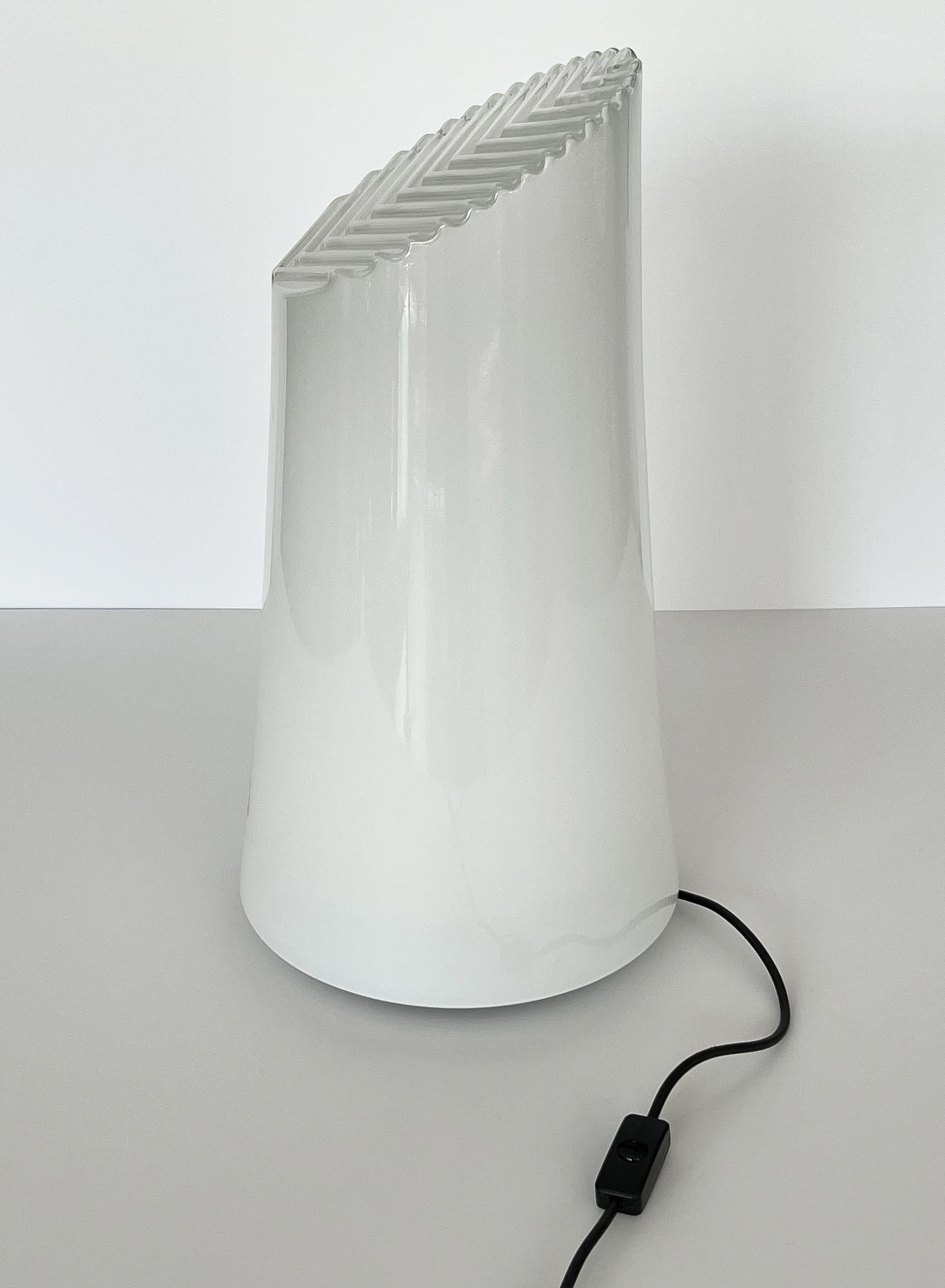  Sculptural Italian White Cased Glass Table Lamp by ITRE 2