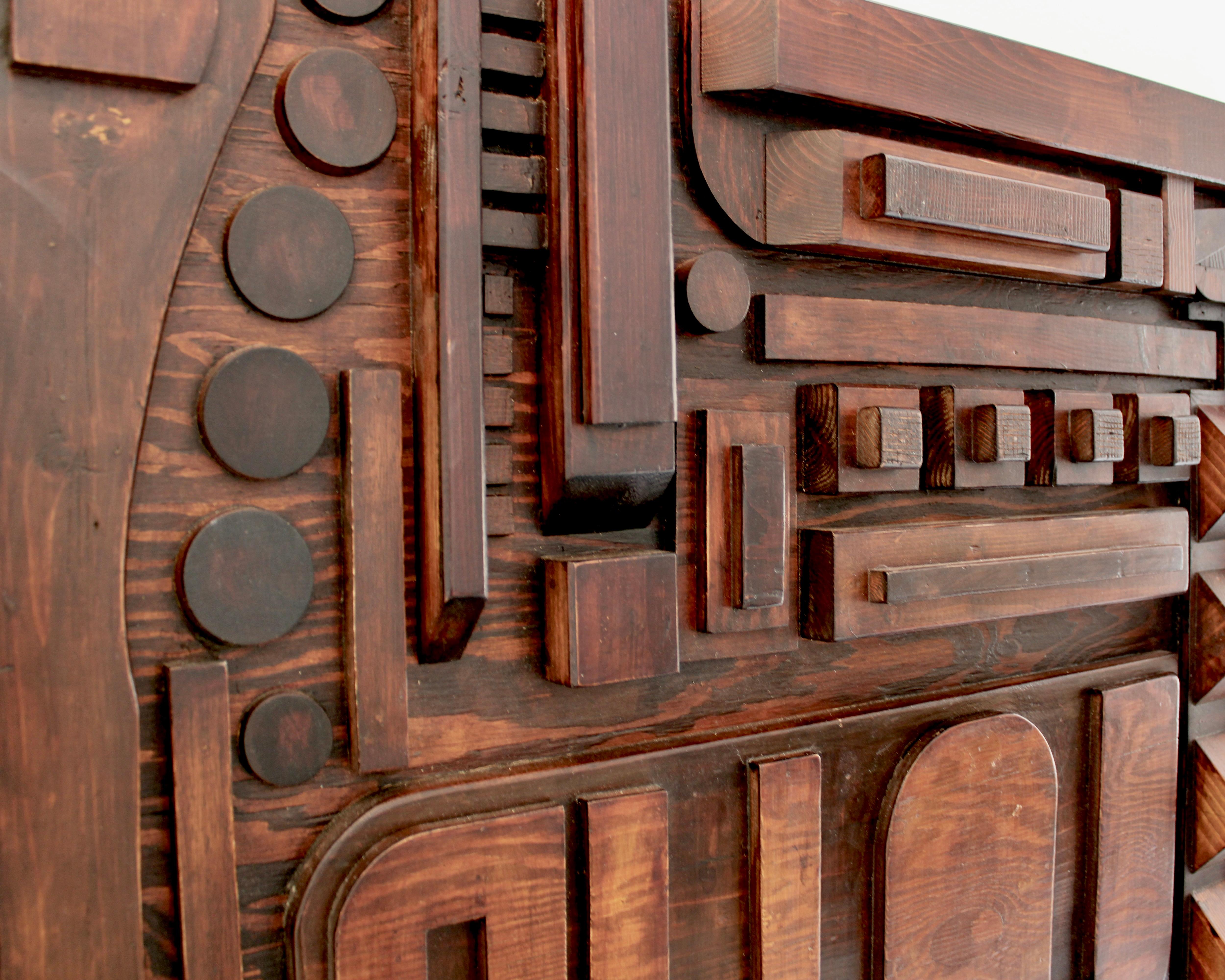 Sculptural Italian Wood Wall Panel Mosaic Constructer School of Nerone Patuzzi In Good Condition In Chicago, IL