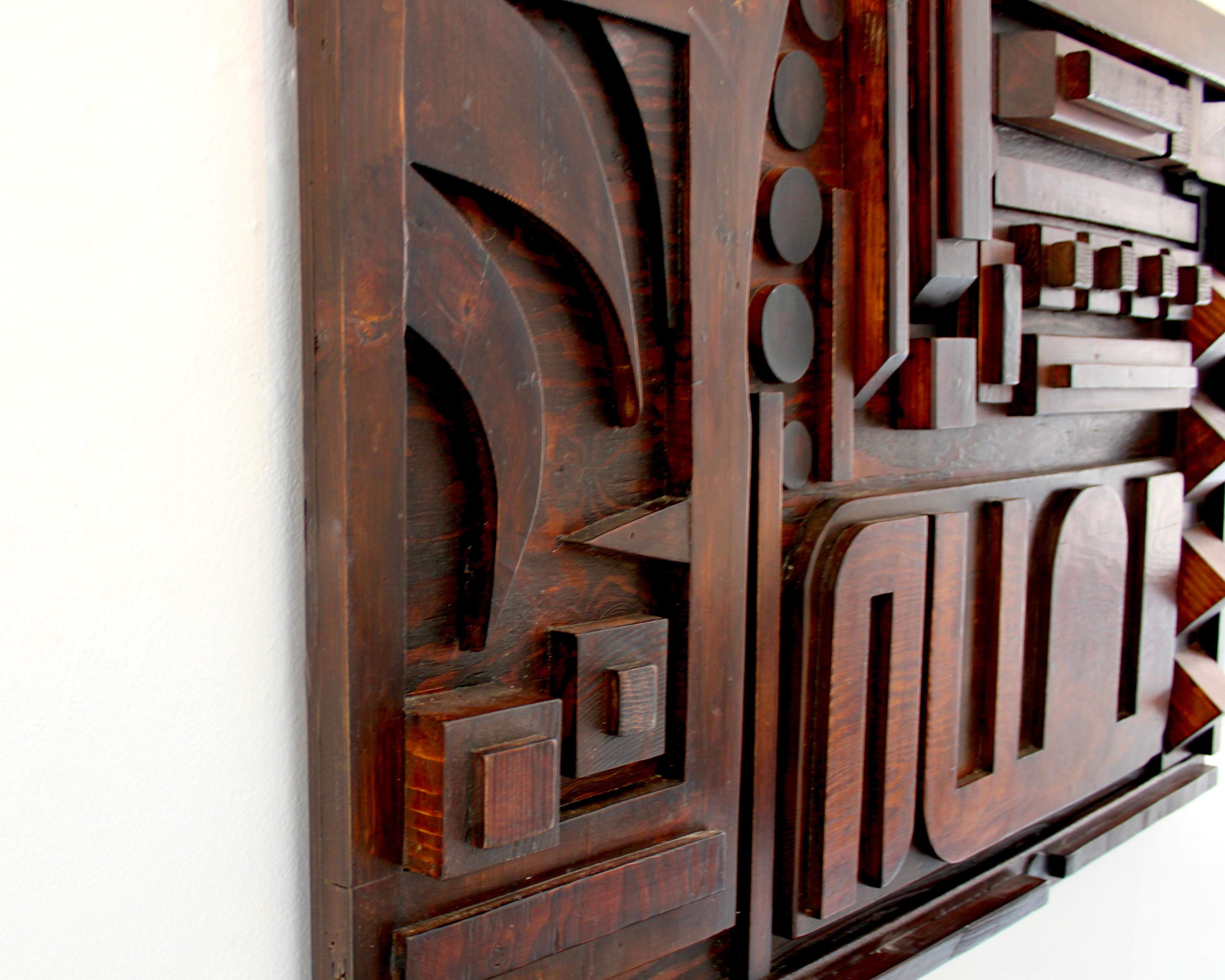 Late 20th Century Sculptural Italian Wood Wall Panel Mosaic Constructer School of Nerone Patuzzi