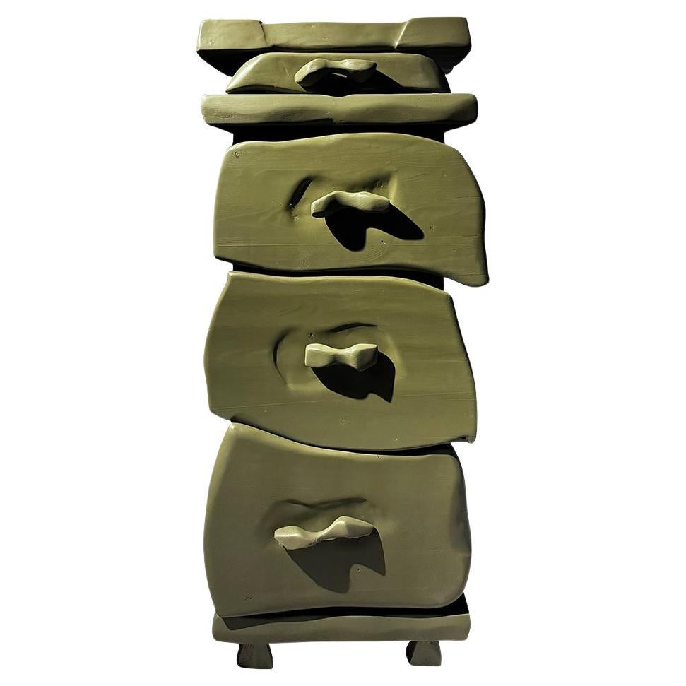 Sculptural Japanese-Inspired Wooden Tall Dresser by Studio POA