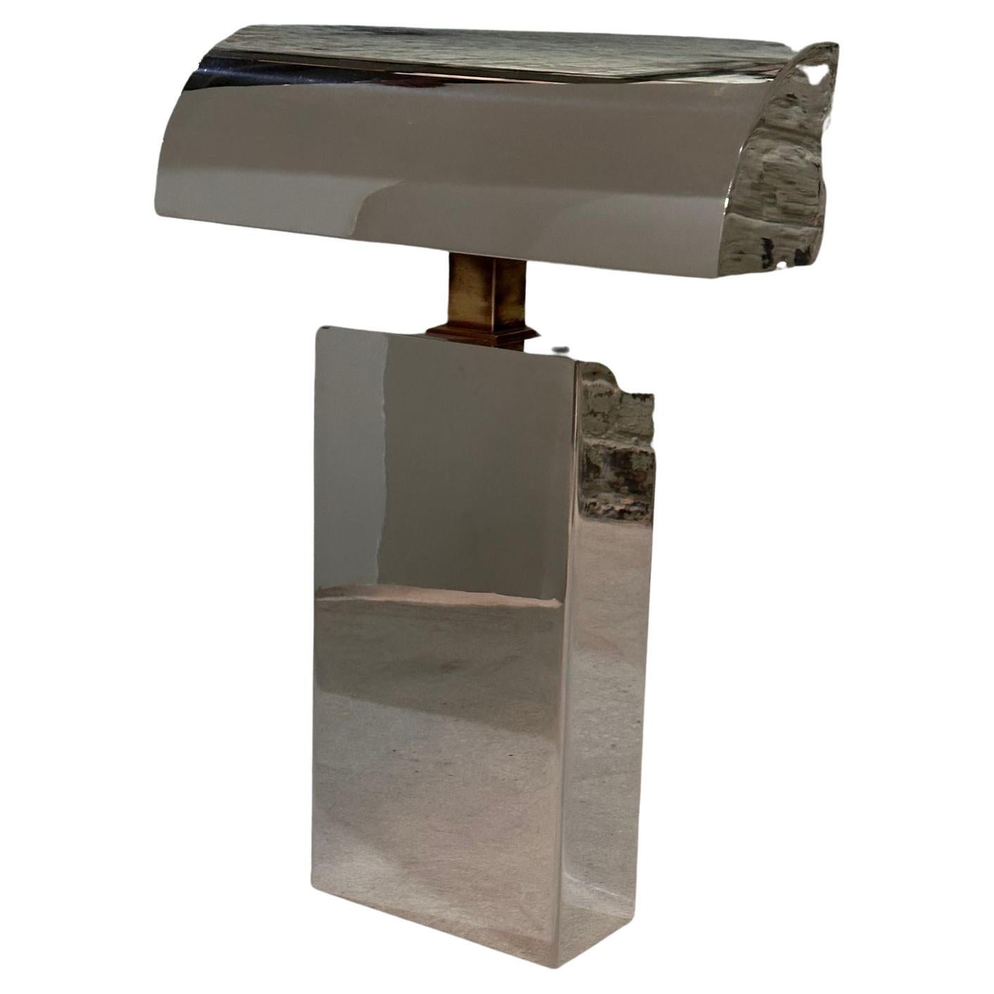 Postmoderno Lampada da tavolo scultorea in cromo lucido di Karl Springer, 1980 in vendita