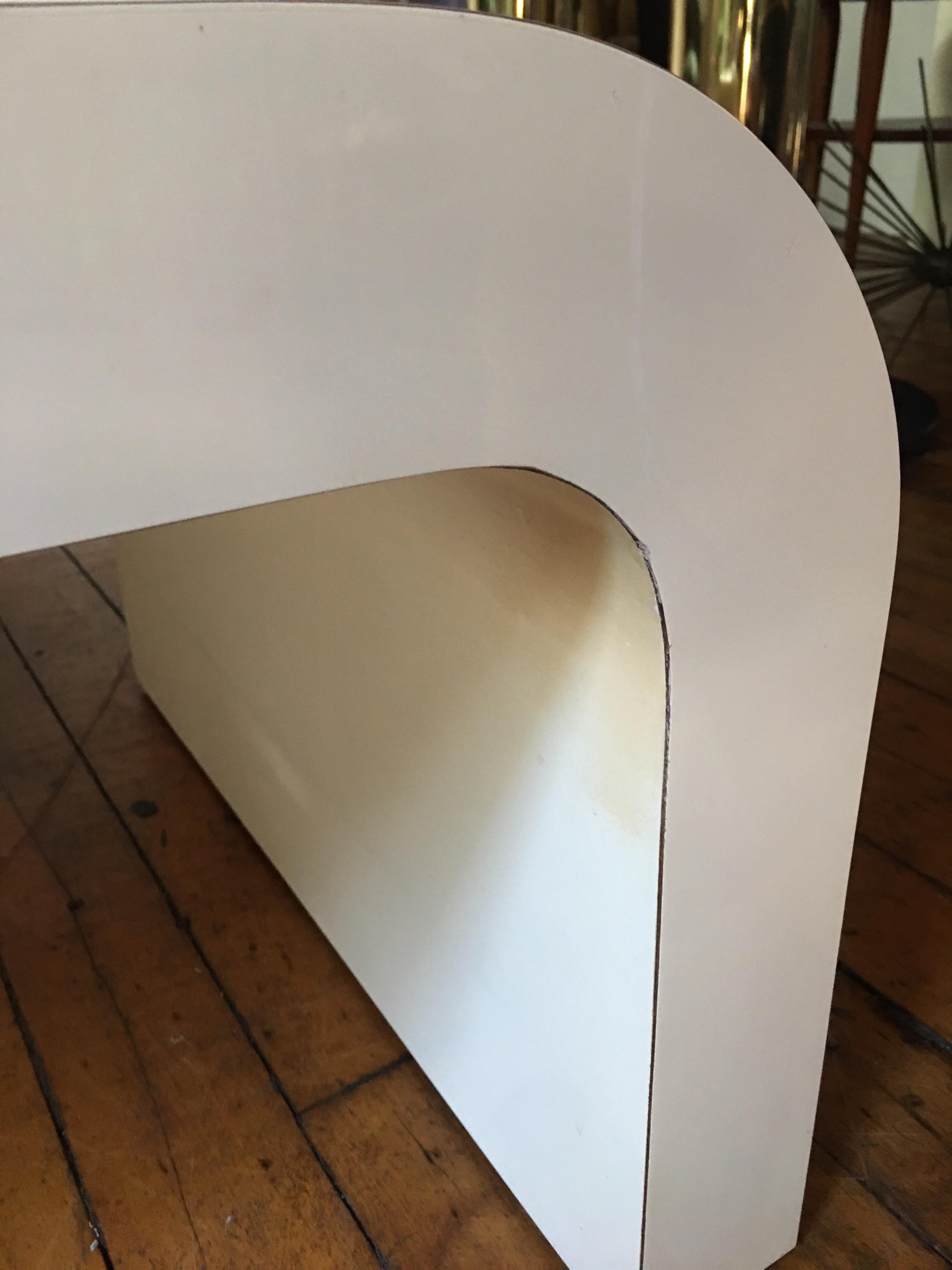 Modern Sculptural Karl Springer Style Lacquered Waterfall Coffee Table, 1980s