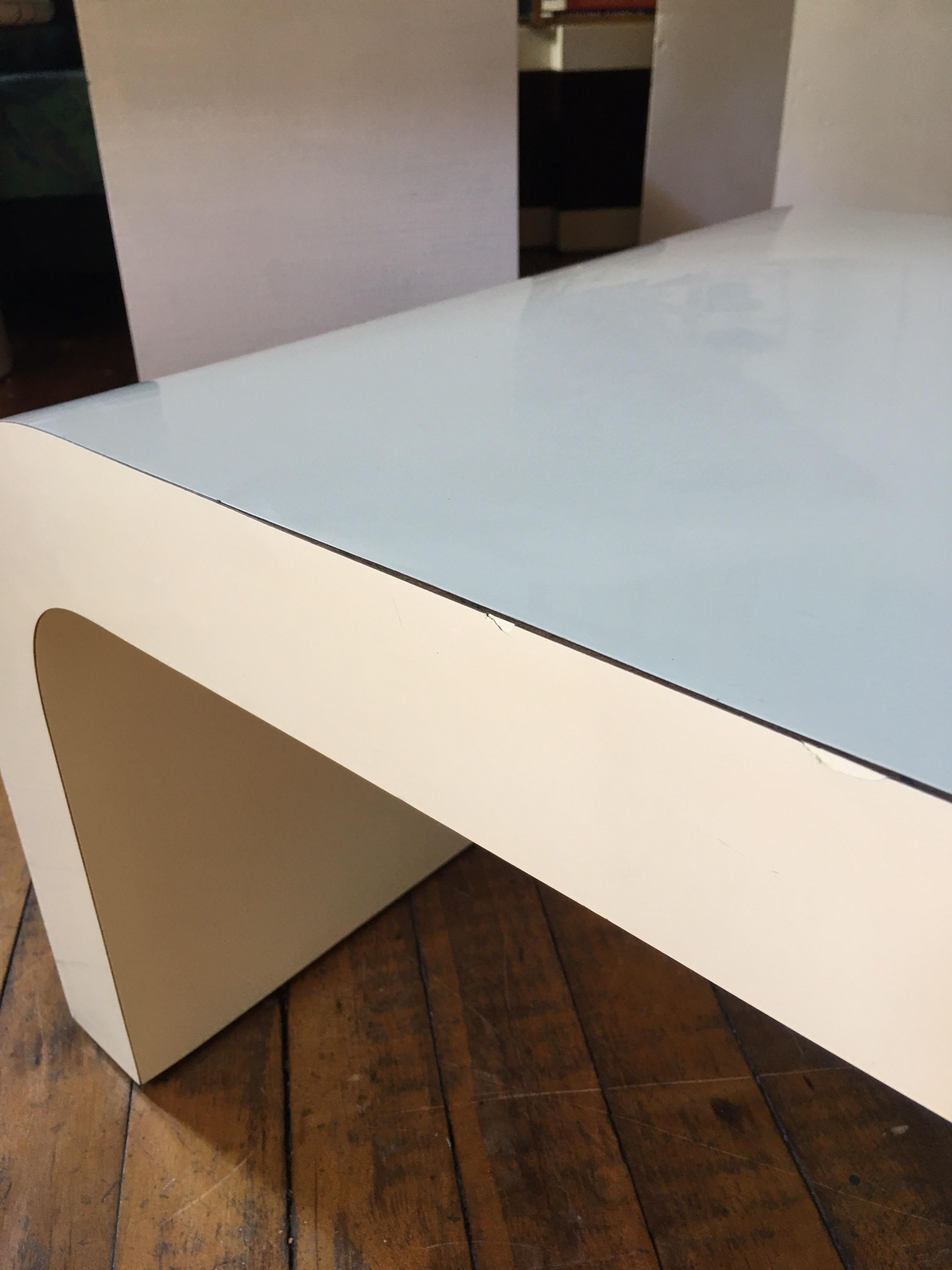 Sculptural Karl Springer Style Lacquered Waterfall Coffee Table, 1980s In Good Condition In Lambertville, NJ