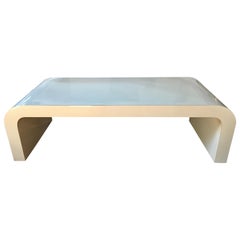 Sculptural Karl Springer Style Lacquered Waterfall Coffee Table, 1980s