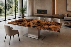 Sculptural Kauri Dining Table No. 150 — Subfossil Root Slab with Amber