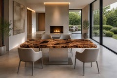 Sculptural Kauri Dining Table No. 150 — Subfossil Root Slab with Amber