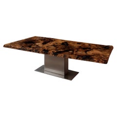 Sculptural Kauri Dining Table No. 150 — Subfossil Root Slab with Amber