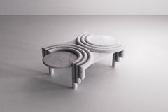 Kipferl Coffee Table, Sculptural Modern, White Carrara Marble