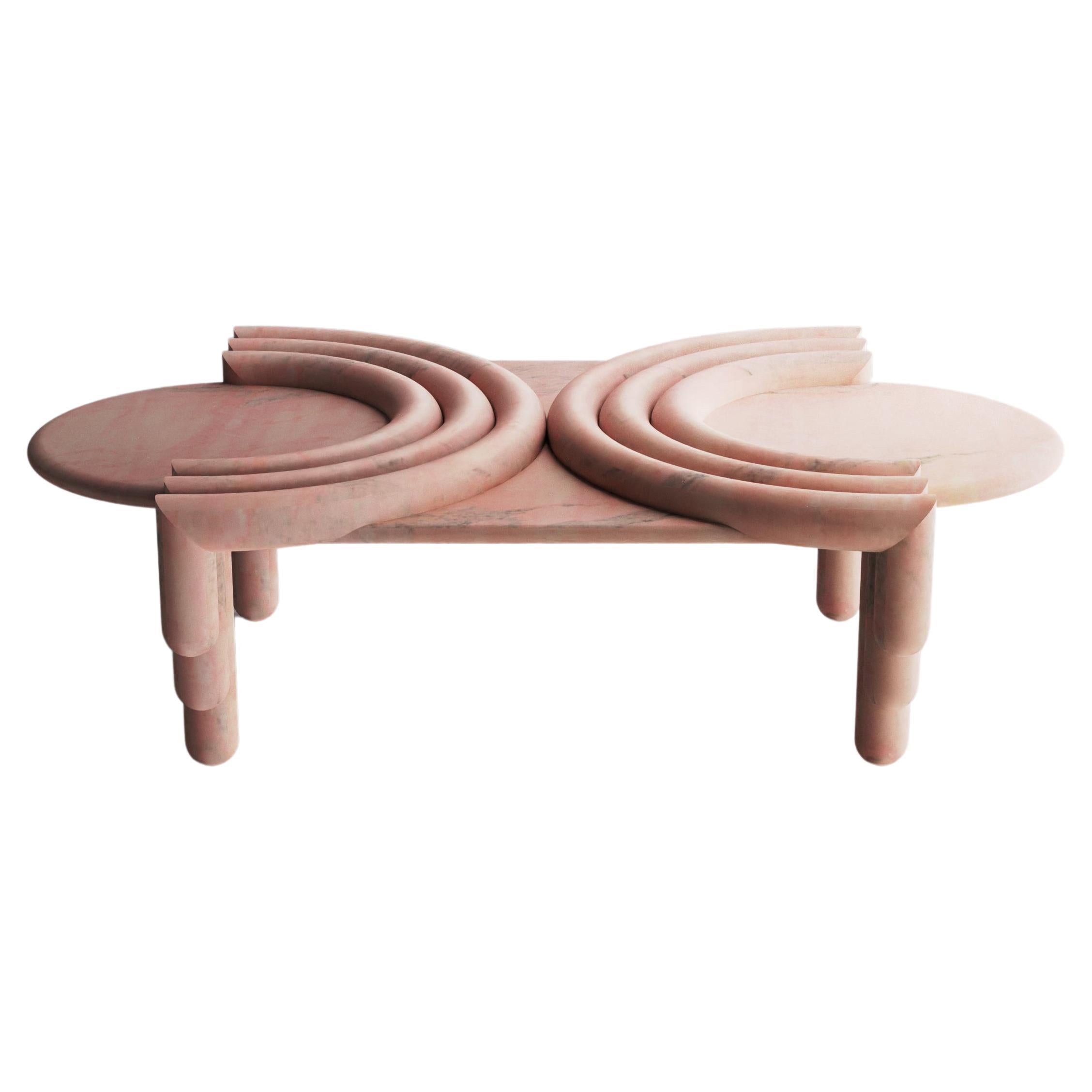 Sculptural Kipferl Coffee Table by Lara Bohinc in Rosa Portugalo Marble