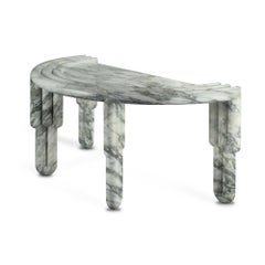 Kipferl Desk, Sculptural, Modern, Rounded, white Arabescato  Marble