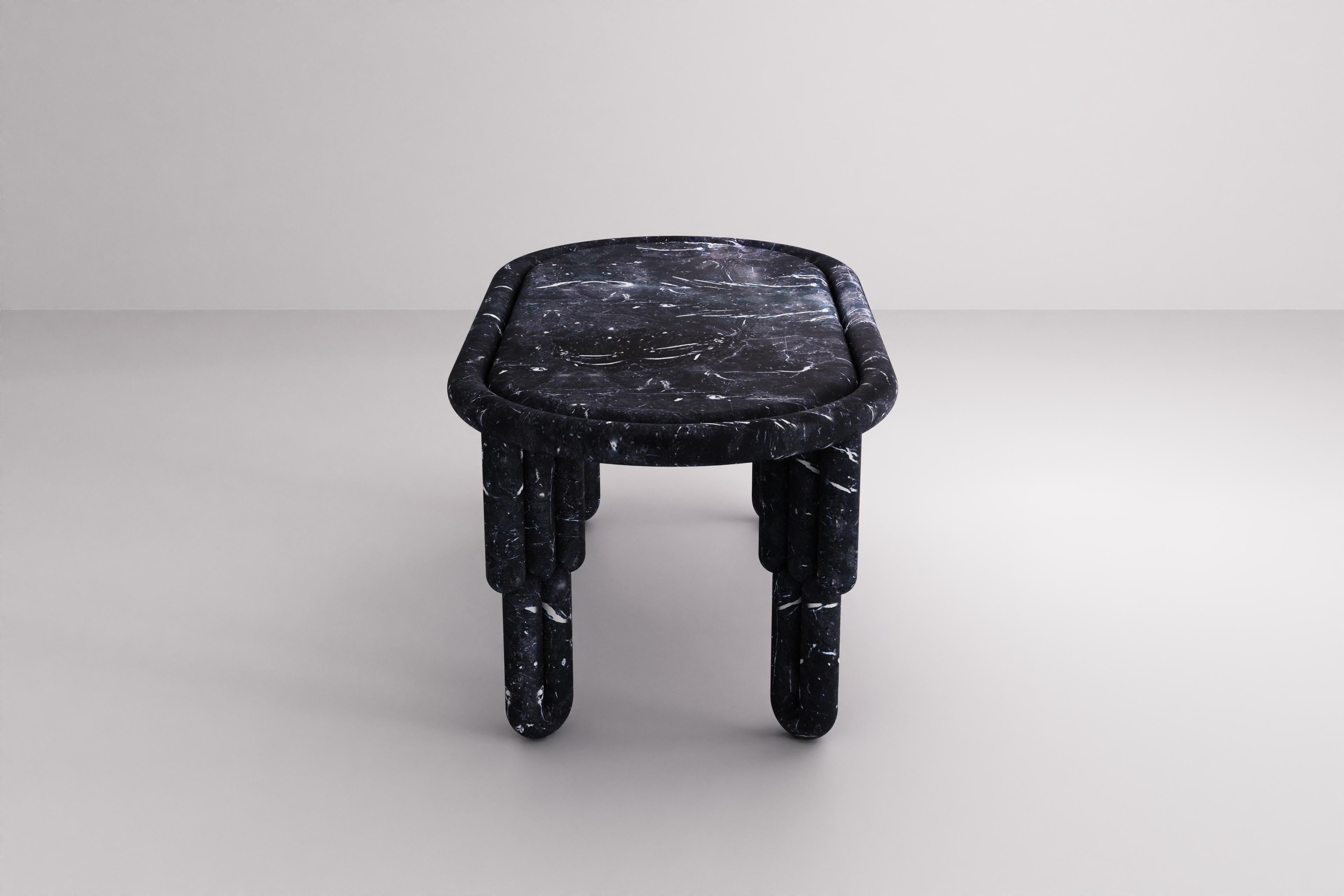 Portuguese Sculptural Kipferl Dining Table by Lara Bohinc in Nero Marquina Marble For Sale