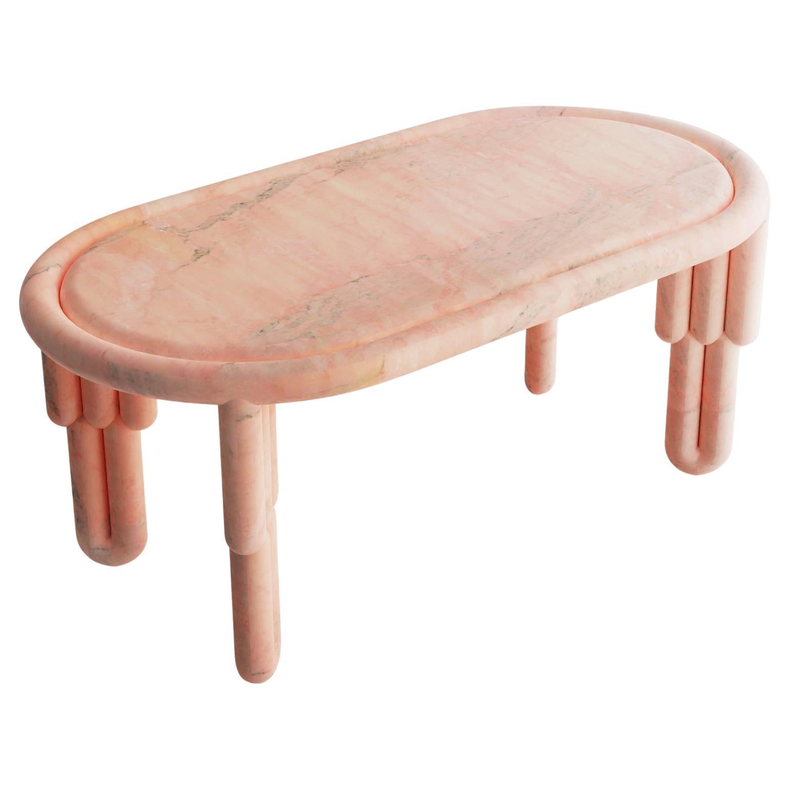 Sculptural Kipferl Dining Table by Lara Bohinc in Rosa Portugalo Marble