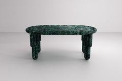 Kipferl Dining Table Sculptural, Modern, Rounded, Oblong in green Marble
