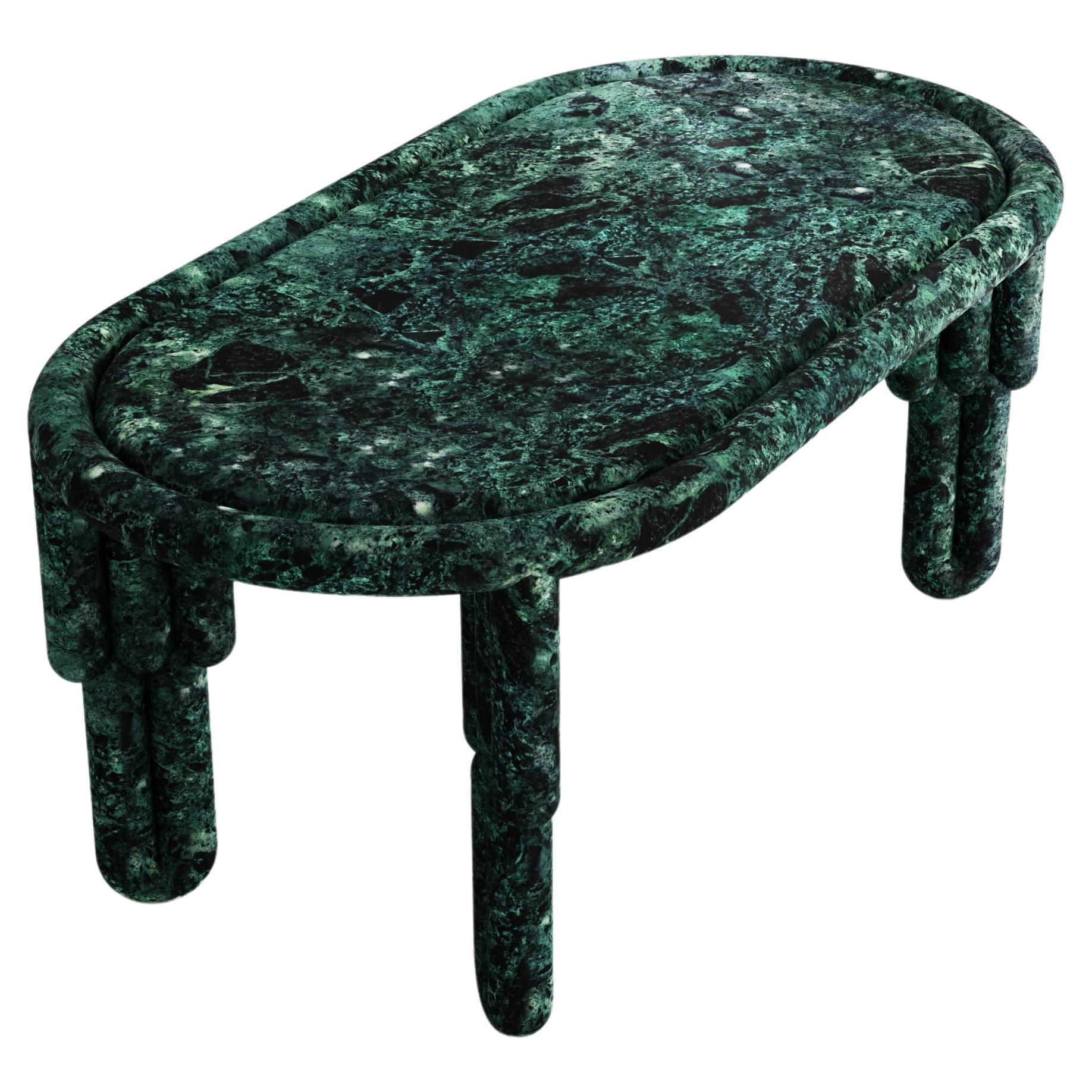 Table de salle à manger Kipferl sculpturale de Lara Bohinc en marbre Verde Alpi en vente
