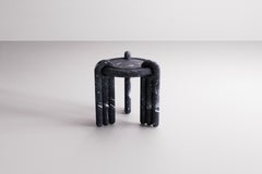 Sculptural Kipferl Occasional Side Table in Black Marble