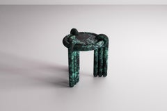 Sculptural Kipferl Occasional Table, Modern, Round, in green Marble