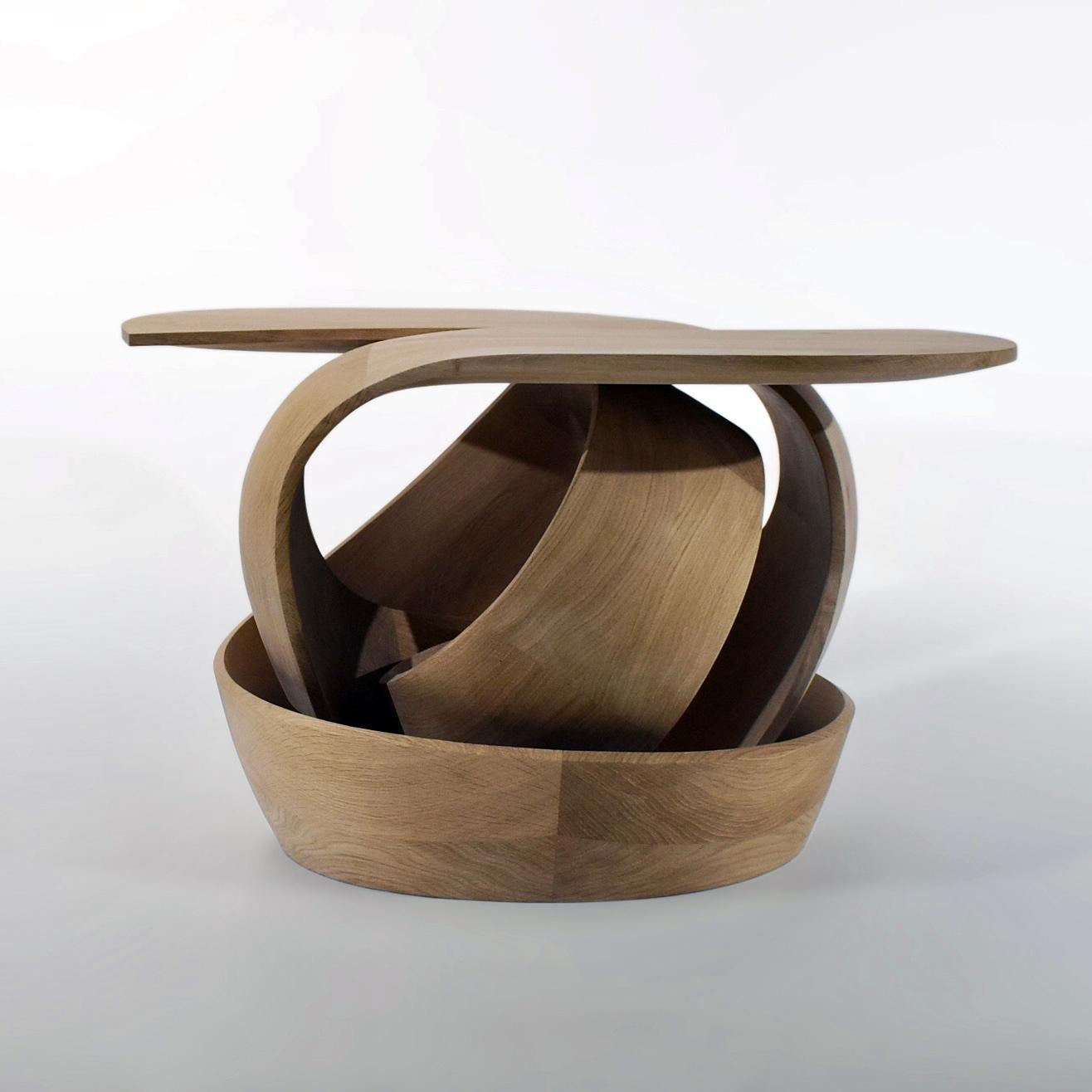 Organic Modern Sculptural 'knotted' side and/or coffee table in fumed oak by a master maker For Sale