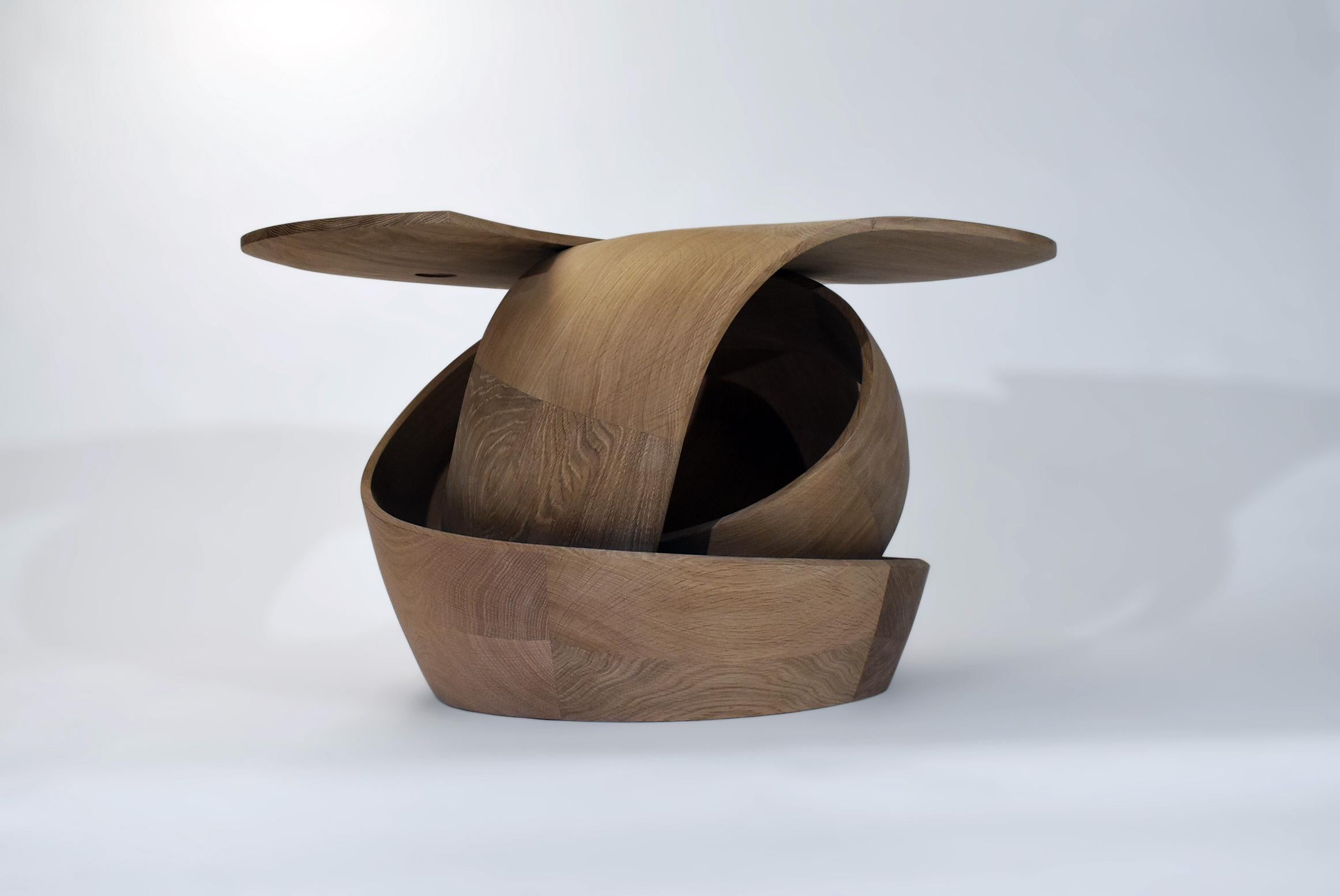 British Sculptural 'knotted' side and/or coffee table in fumed oak by a master maker For Sale