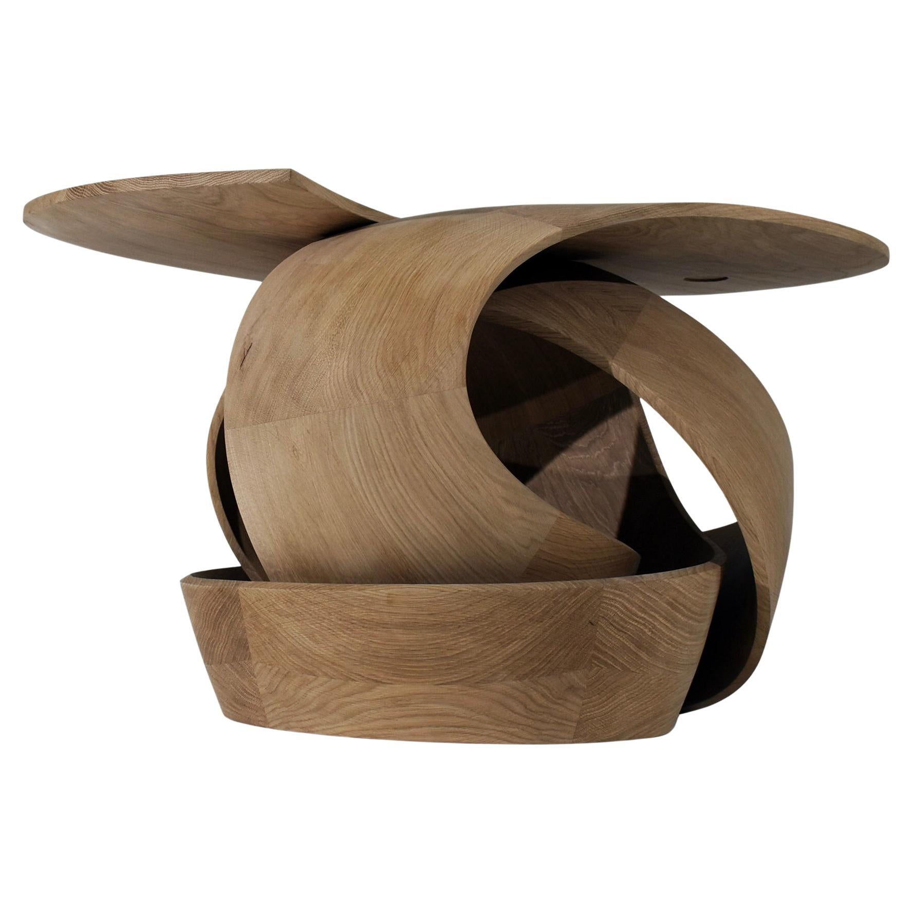 Sculptural 'knotted' side and/or coffee table in fumed oak by a master maker For Sale