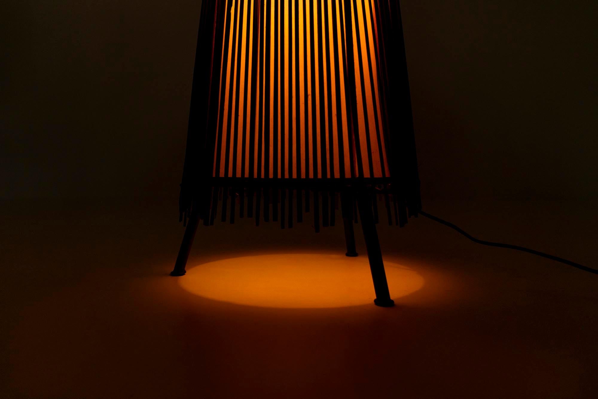Sculptural Kobe Floor Lamp in Bamboo and Canvas, France 1980s 2