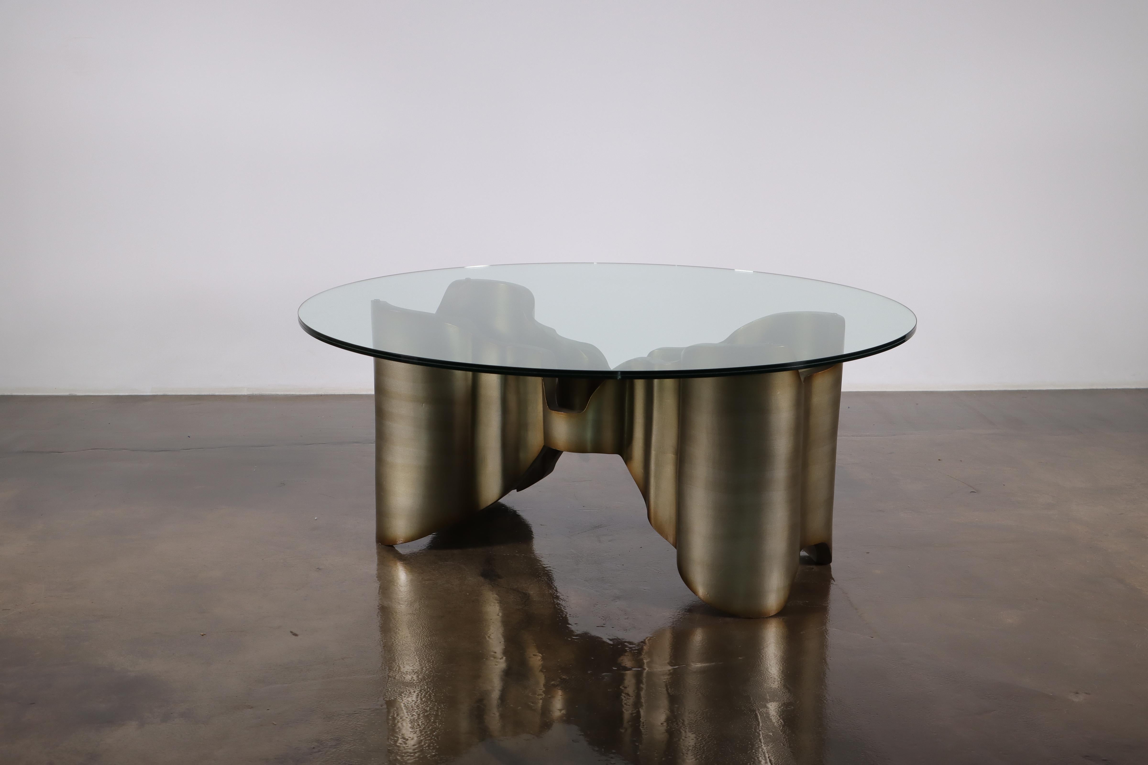 Sculptural Lacquered wood & glass coffee table by Costantini, Mariposa -In Stock

Measurements are 42