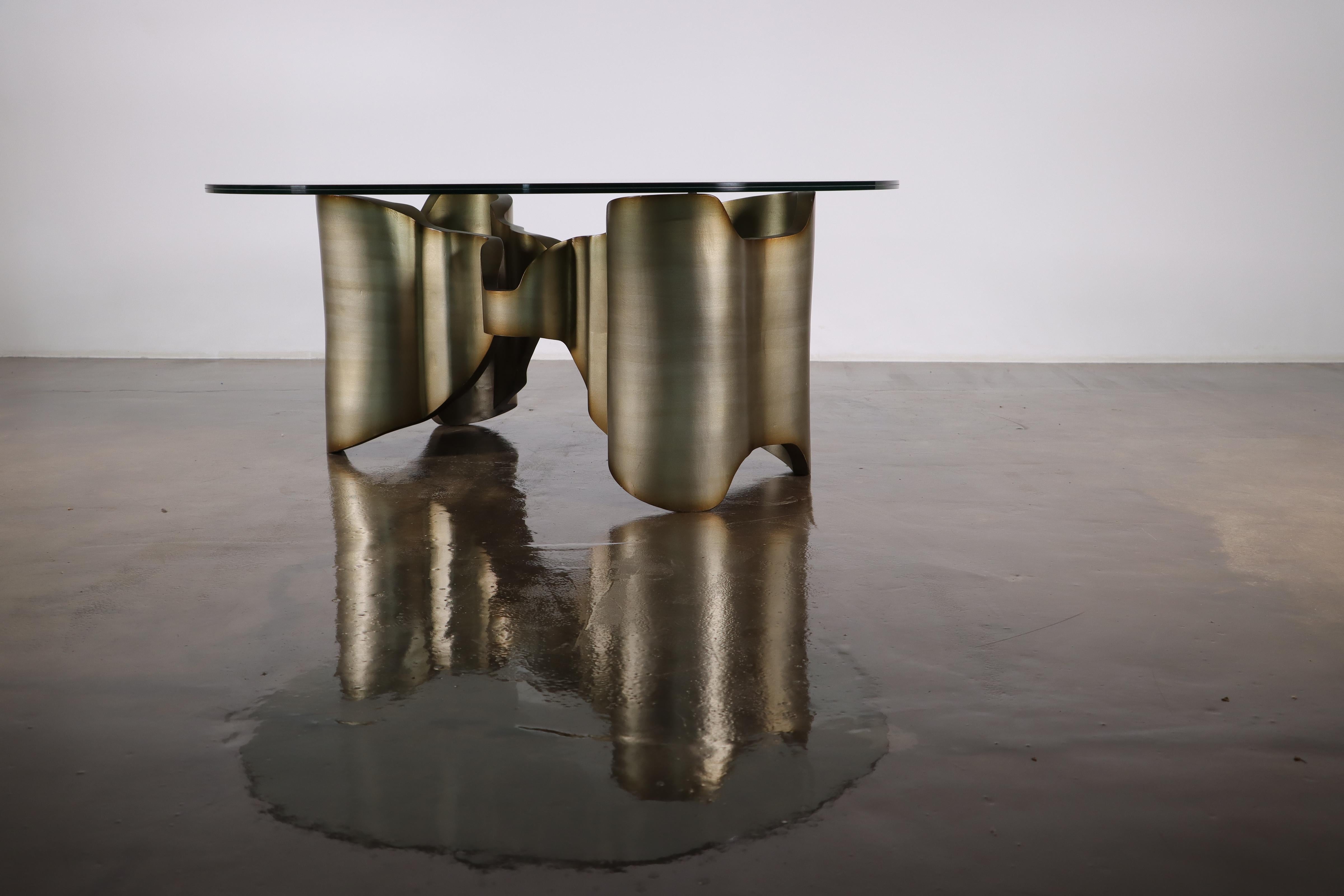 Sculptural Lacquered Wood & Glass Coffee Table by Costantini, Mariposa -in Stock For Sale 2