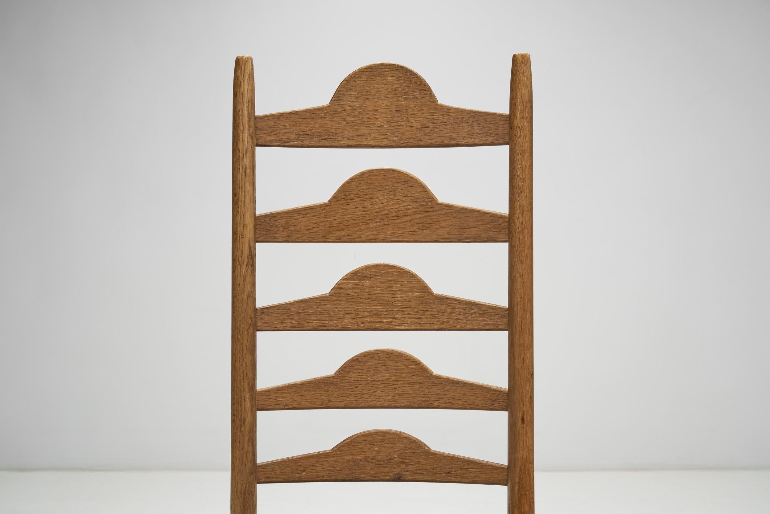 Fabric Sculptural Ladder-Back Chairs, Europe first half of the 20th century For Sale