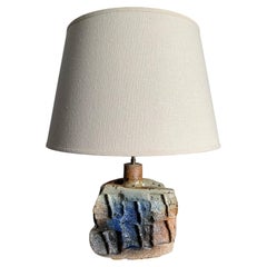 Skulpturale Lampe von Atelier Palègre, mit Holz gebrannter Lehm, Frankreich, 1970